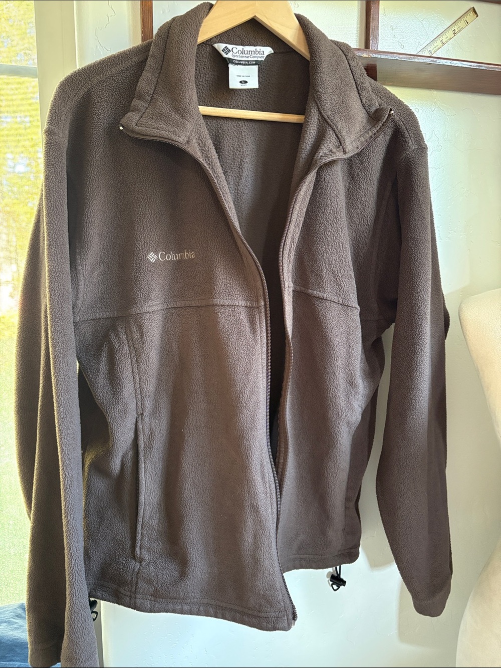 Columbia Men's Dark Brown Full-Zip Fleece Jacket (MISSING MAIN ZIPPER)